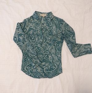 EUC Michael Kors paisley teal blouse